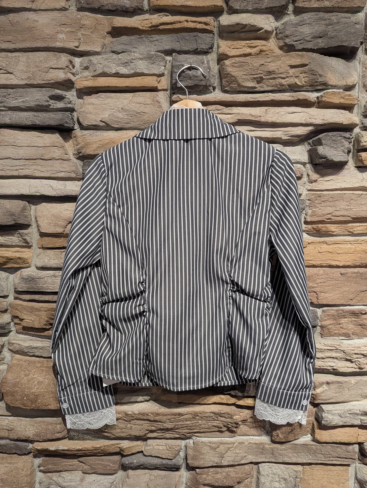 Stripe Lace Muse Button Up Top