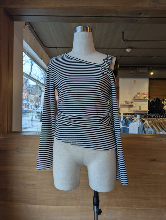 Striped Edge Buckle Top