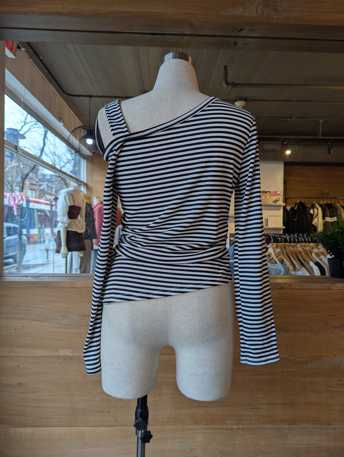 Striped Edge Buckle Top