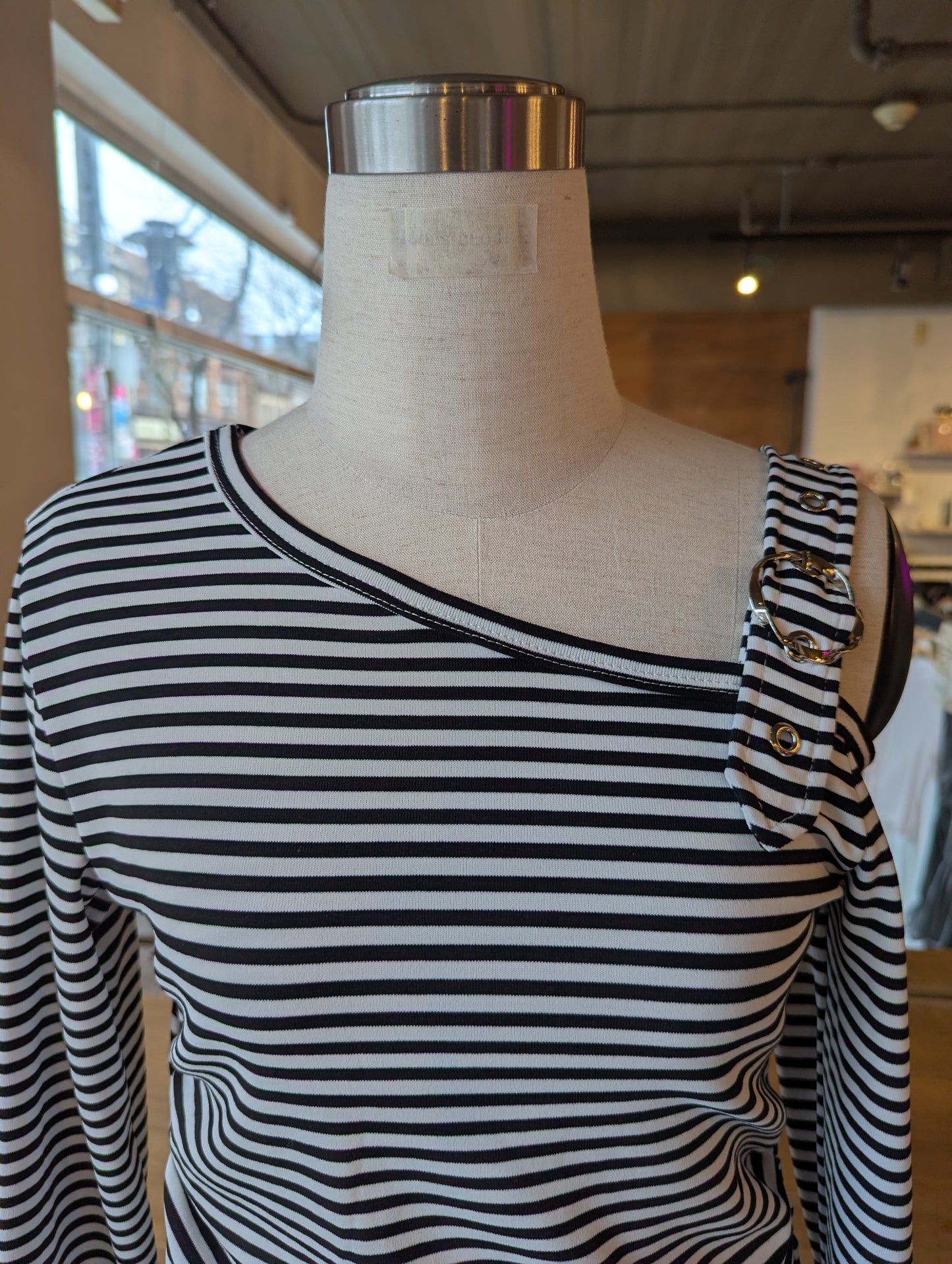 Striped Edge Buckle Top