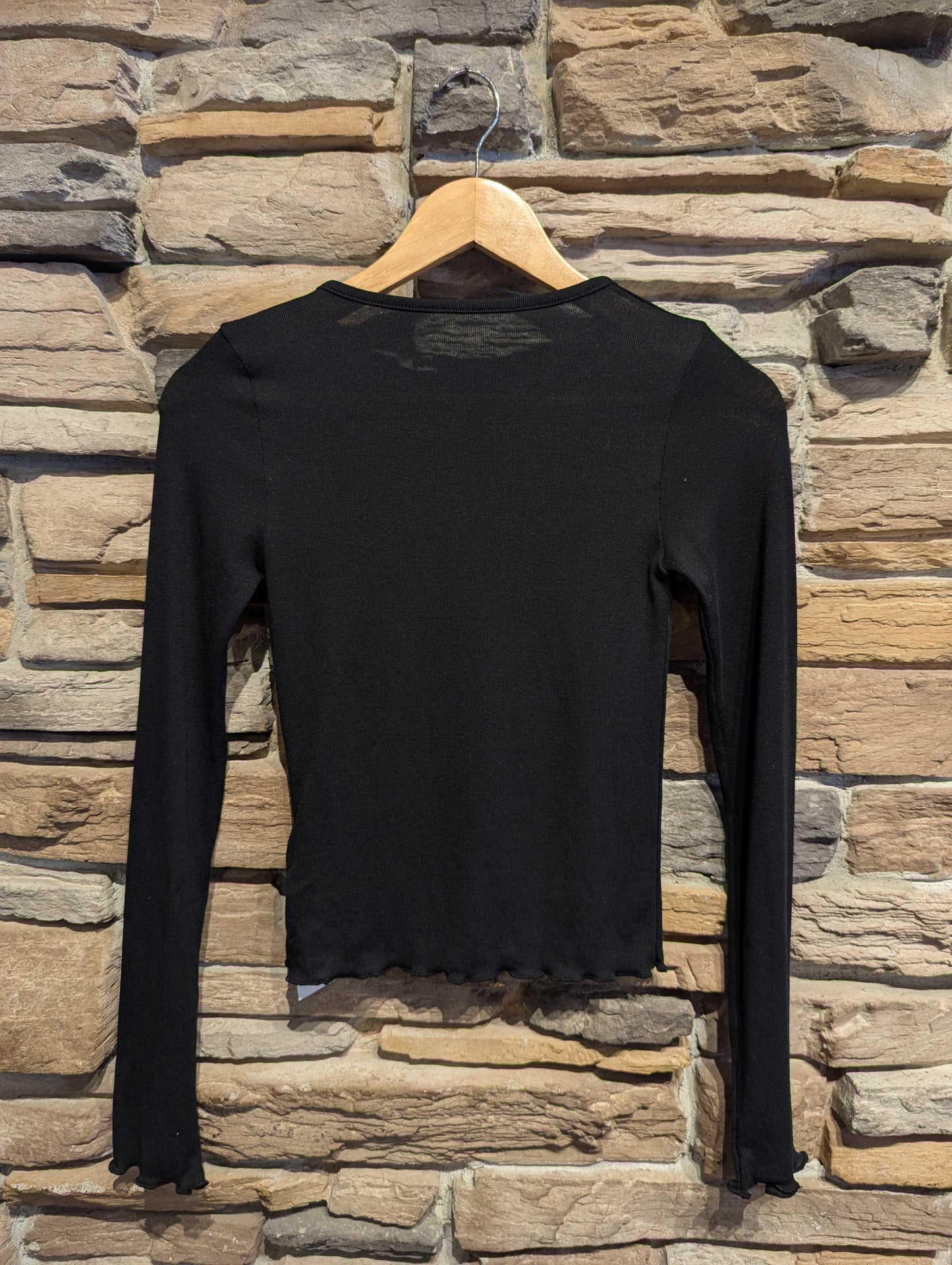 Sheer Soft Twist Lettuce Hem Top