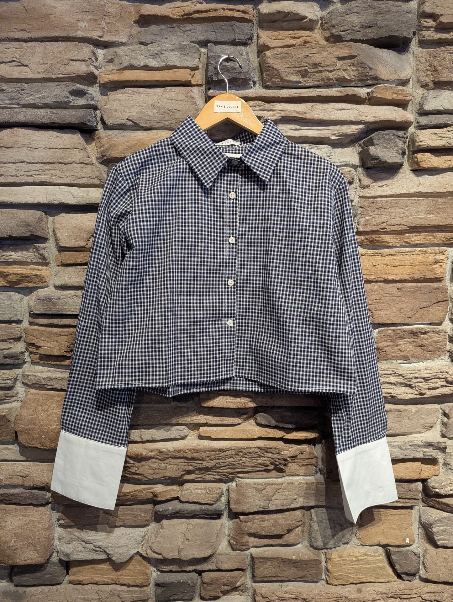 Cropped Plaid Keepsake Top with Contrast Trim