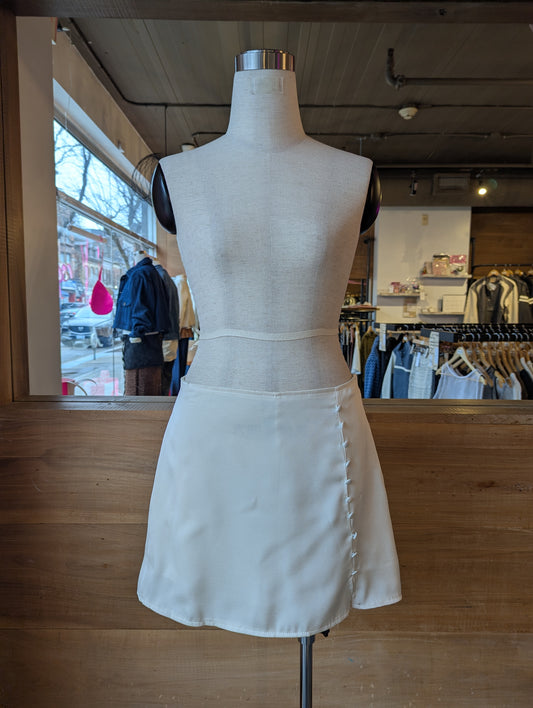 Pearl Faux Button Mini Skirt