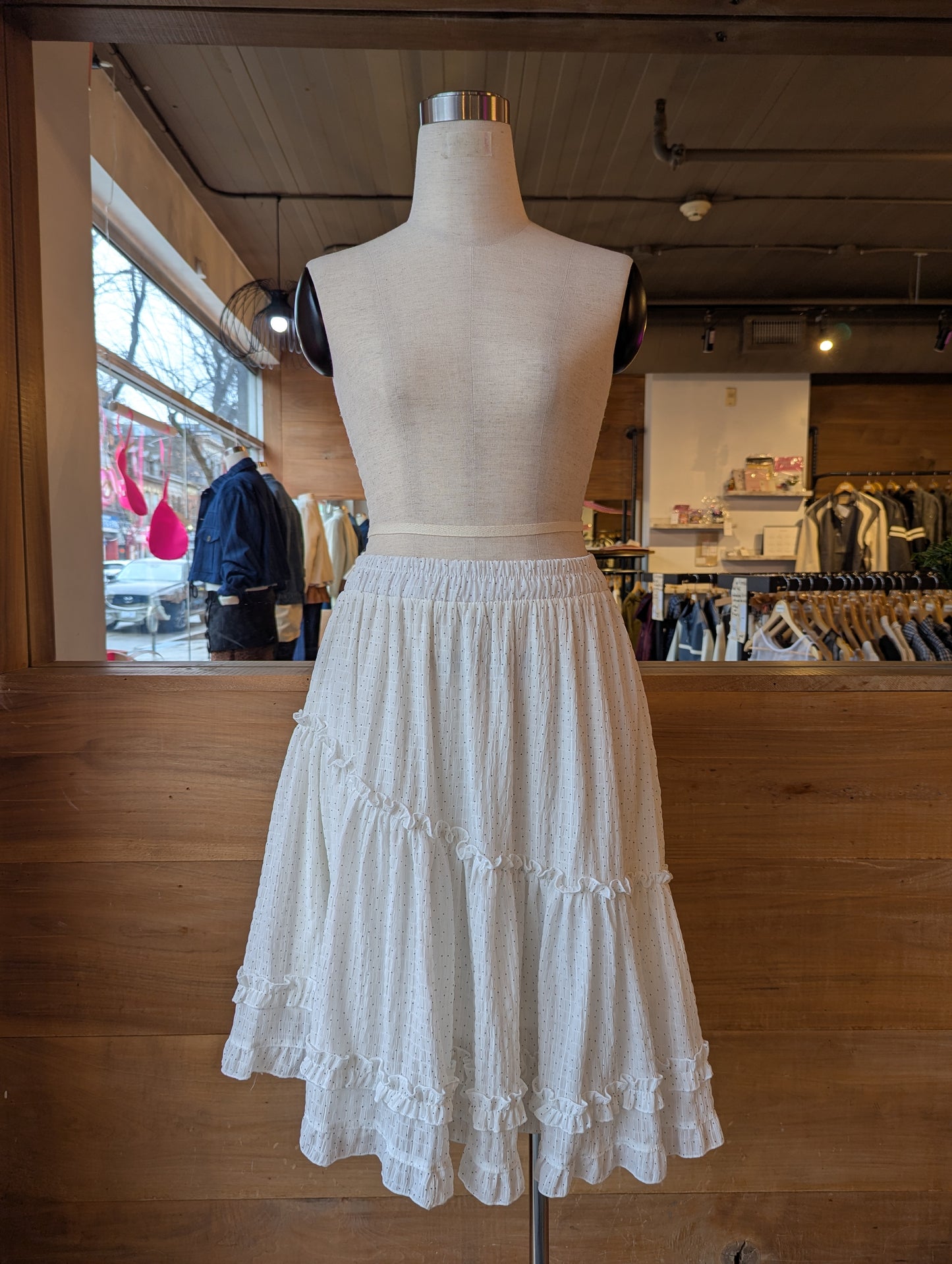 Polka Dot Soft Angle Midi Skirt