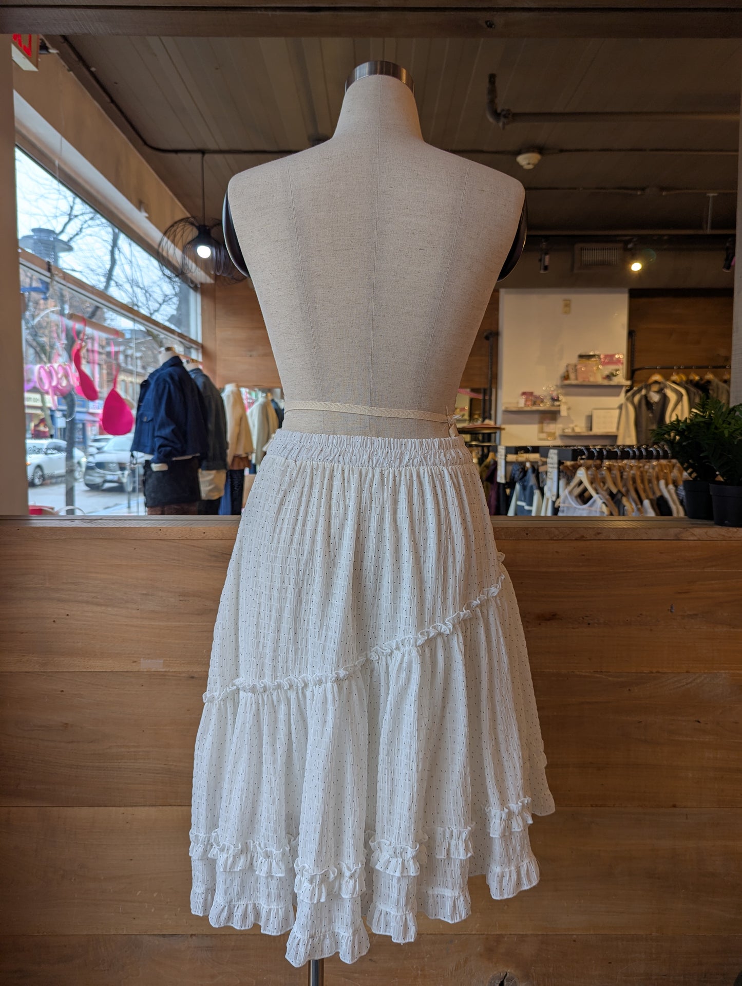 Polka Dot Soft Angle Midi Skirt