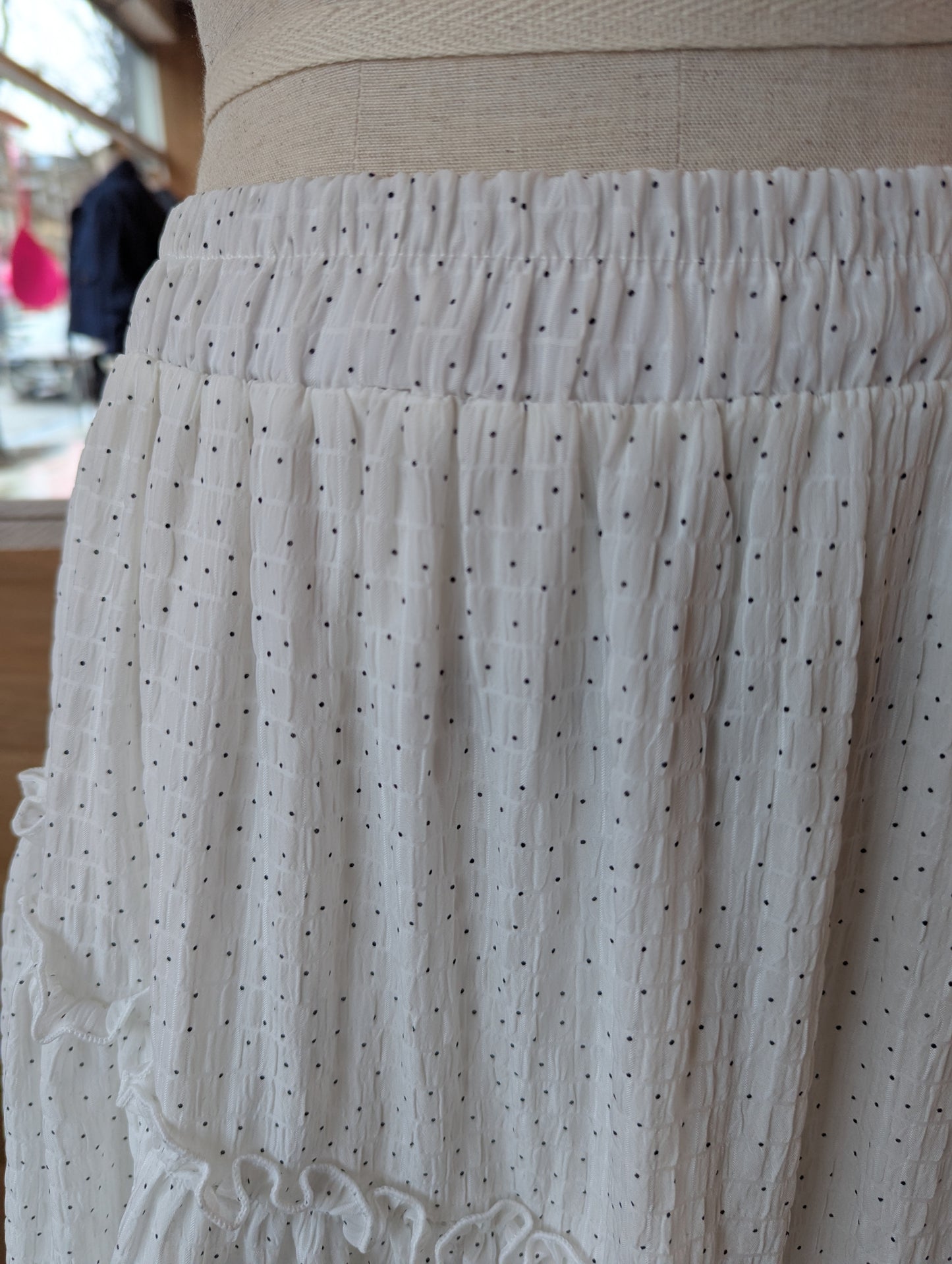 Polka Dot Soft Angle Midi Skirt