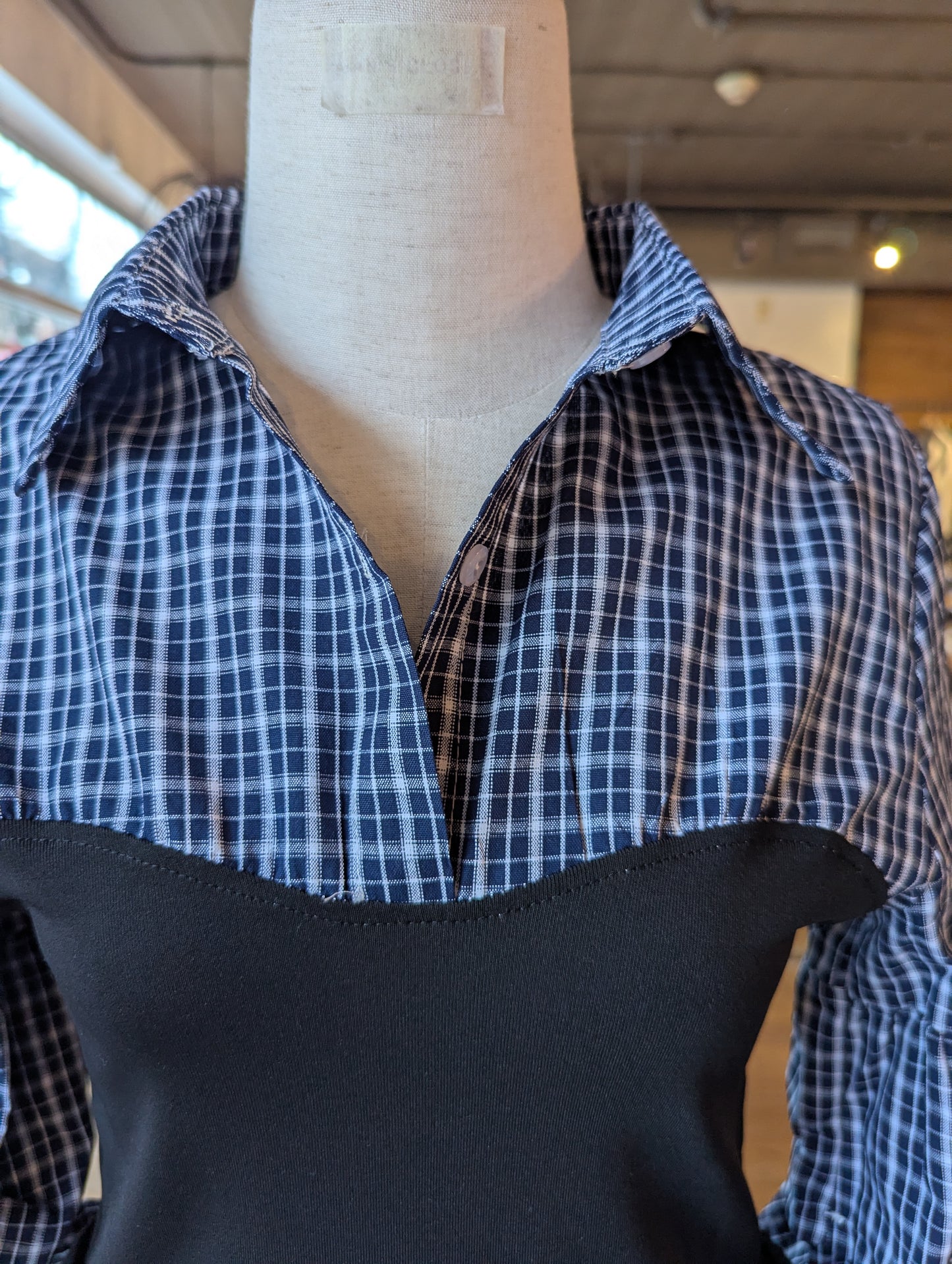 Soft Puff Plaid Top