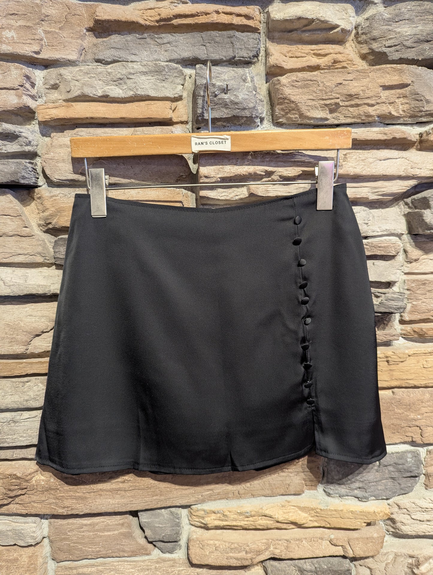 Pearl Faux Button Mini Skirt