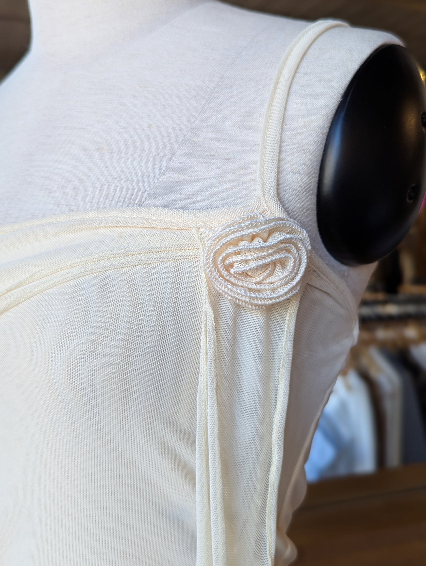 Sheer Romance pleated rose tank