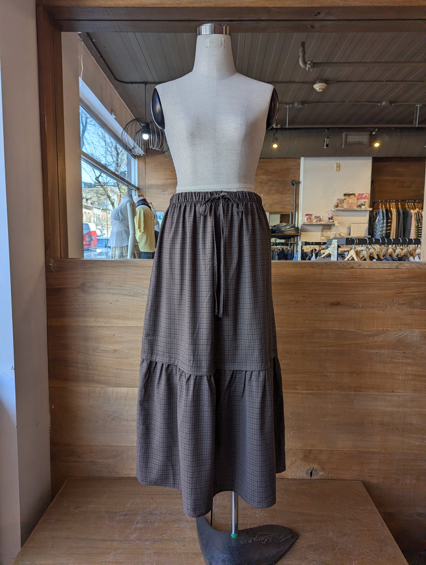 Relaxed Plaid Maxi Skirt