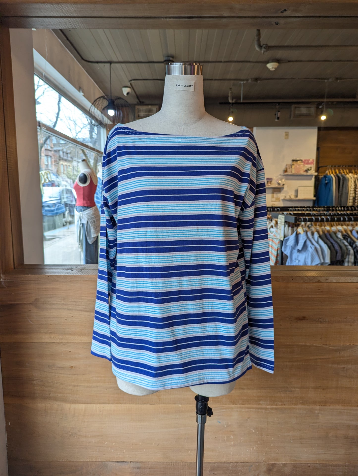 Sail Away Stripe Boatneck Top