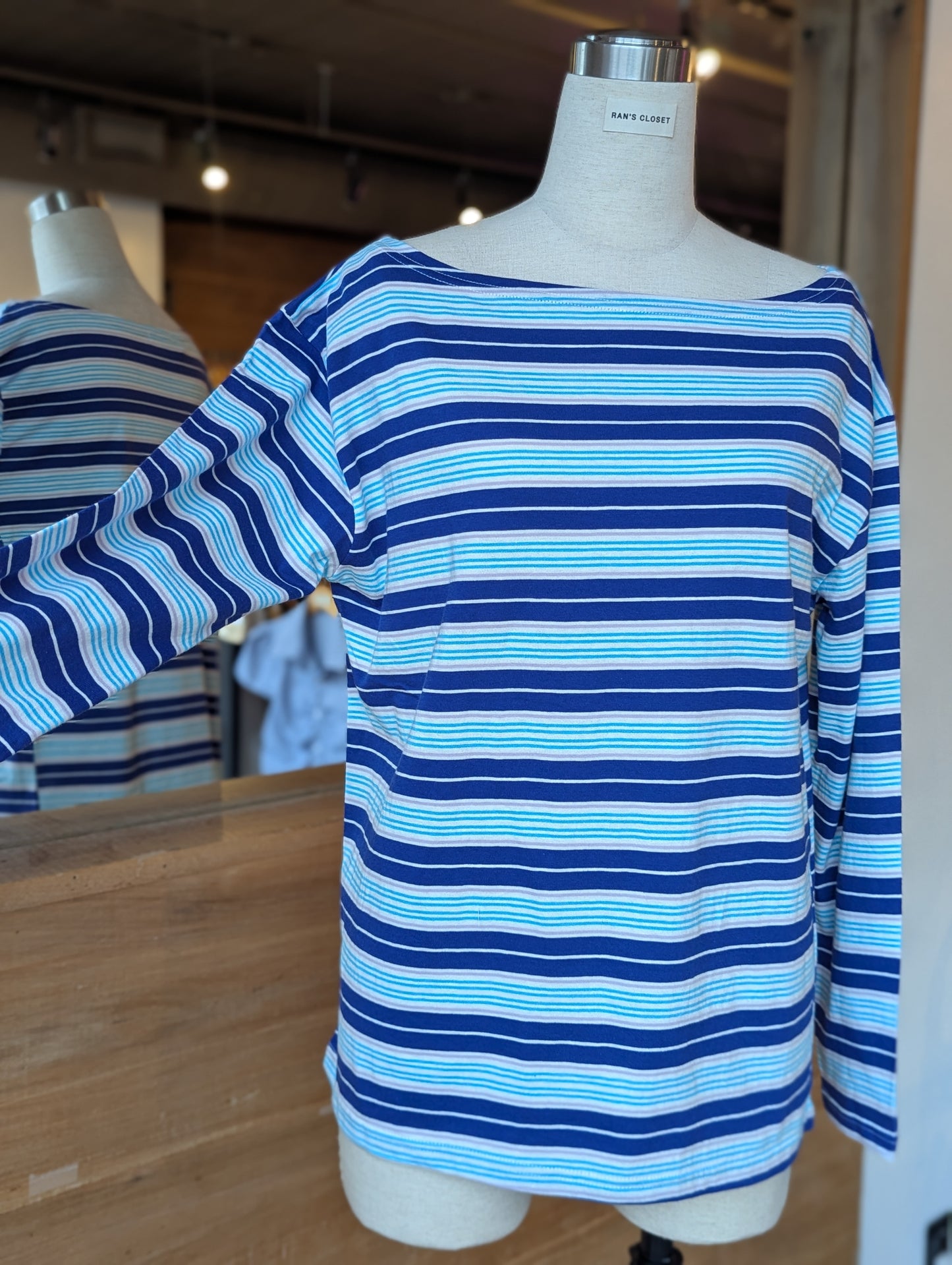 Sail Away Stripe Boatneck Top