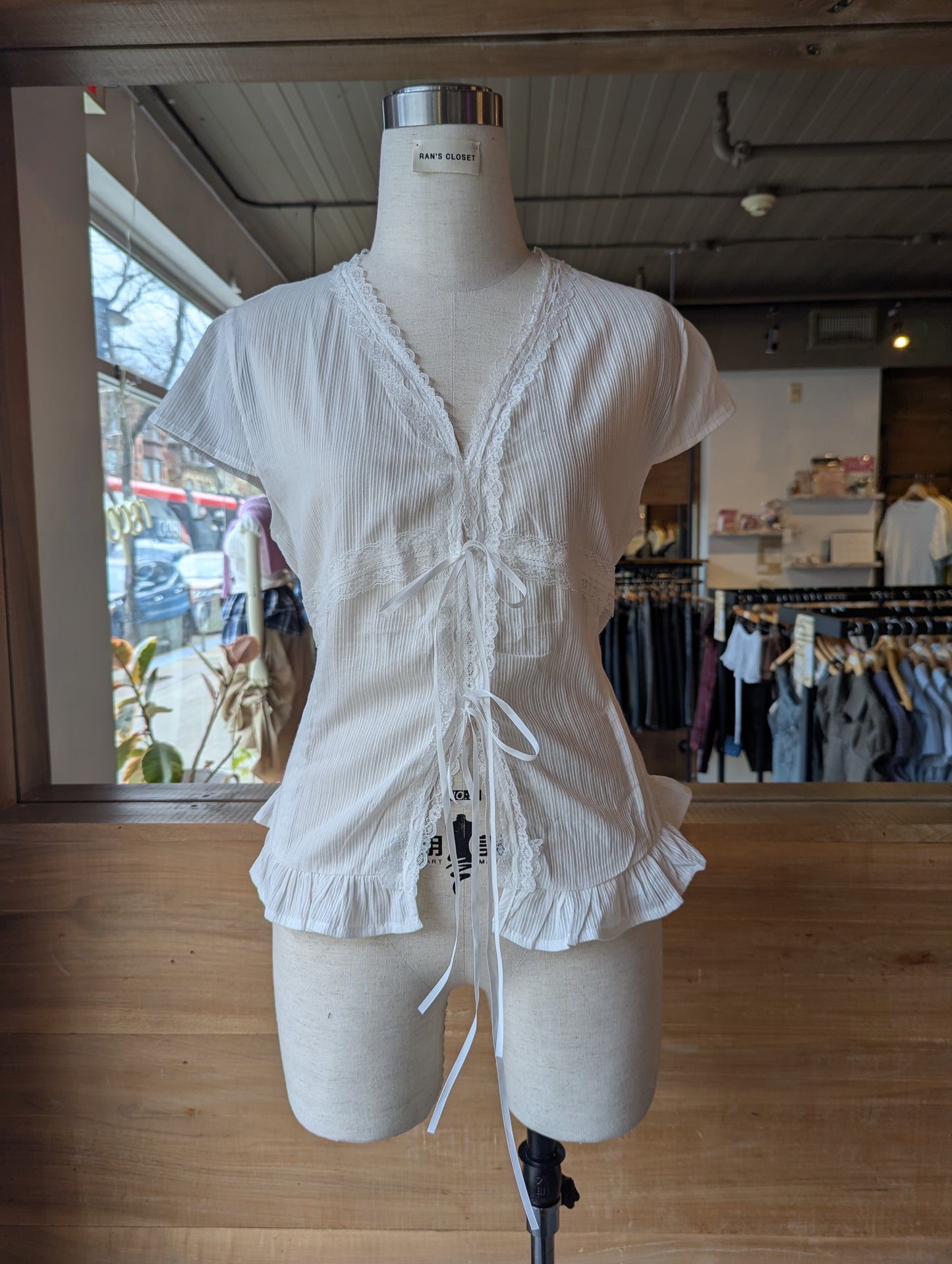 Delicate Lace Tie Blouse