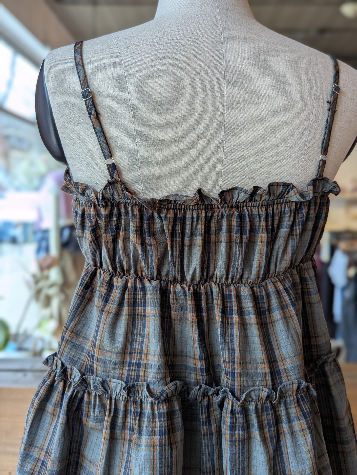 Cedar Lane Plaid Babydoll Top