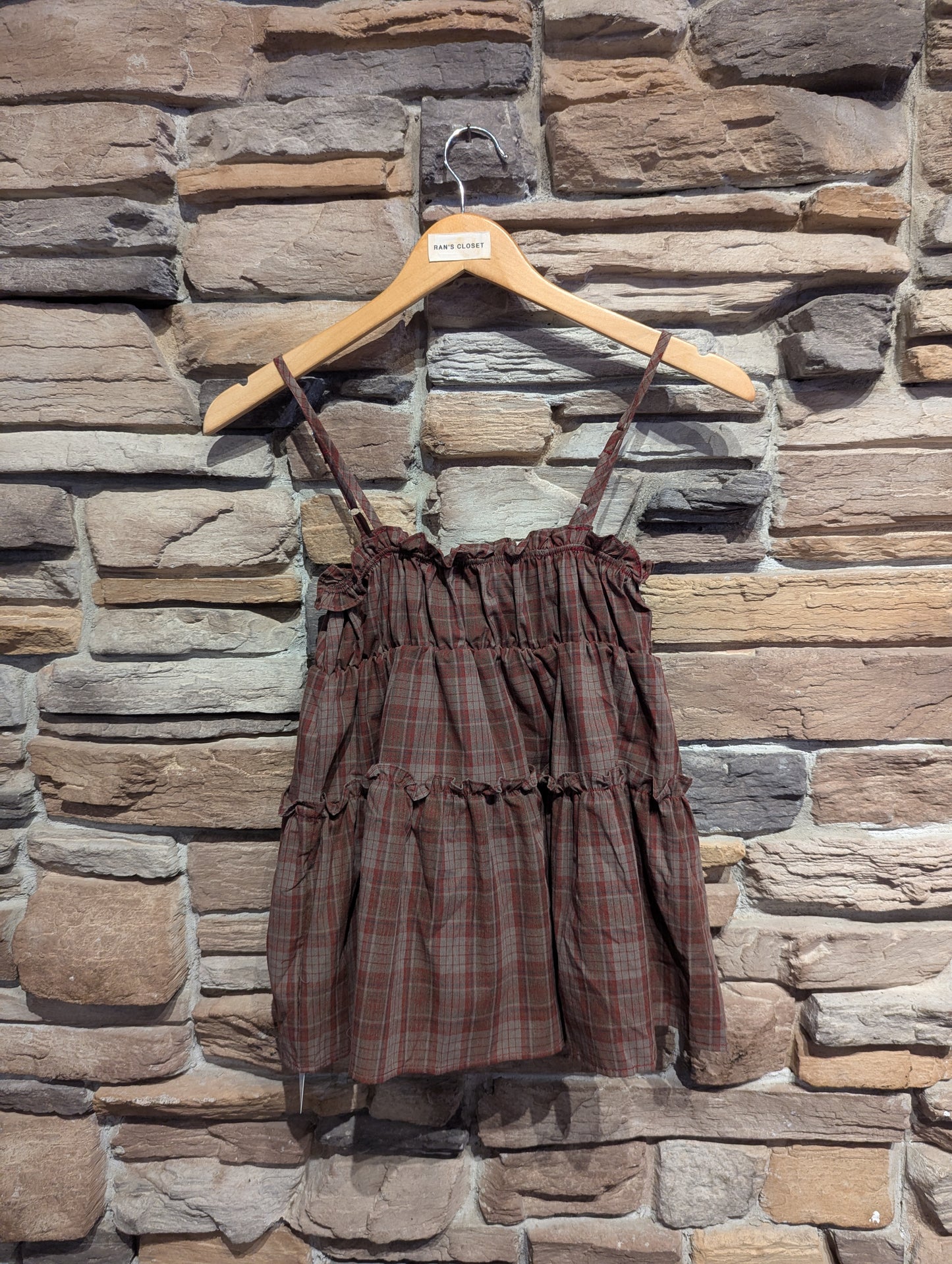 Cedar Lane Plaid Babydoll Top