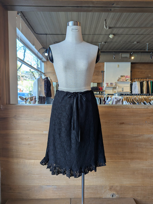 Noir Blossom Lace Midi Skirt
