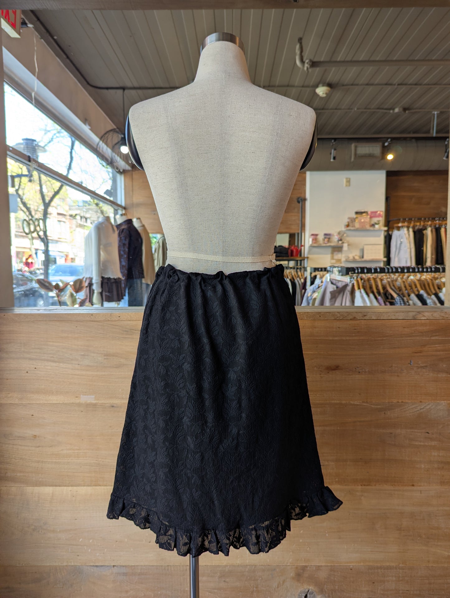 Noir Blossom Lace Midi Skirt