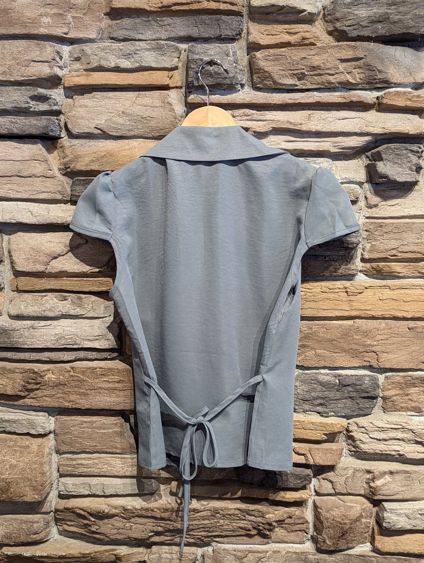 Market Stroll Ruched Tie-Back Blouse