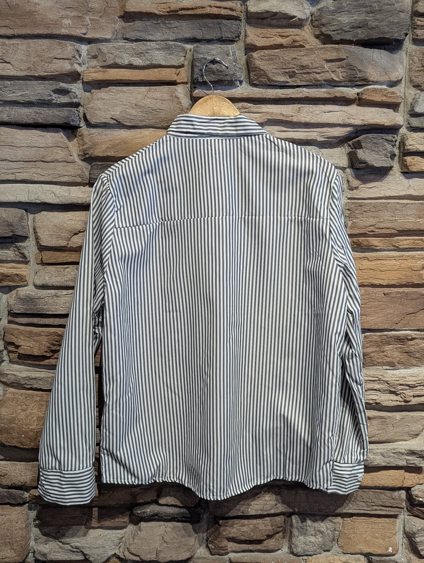 Editor Asymmetrical Striped Button-Up