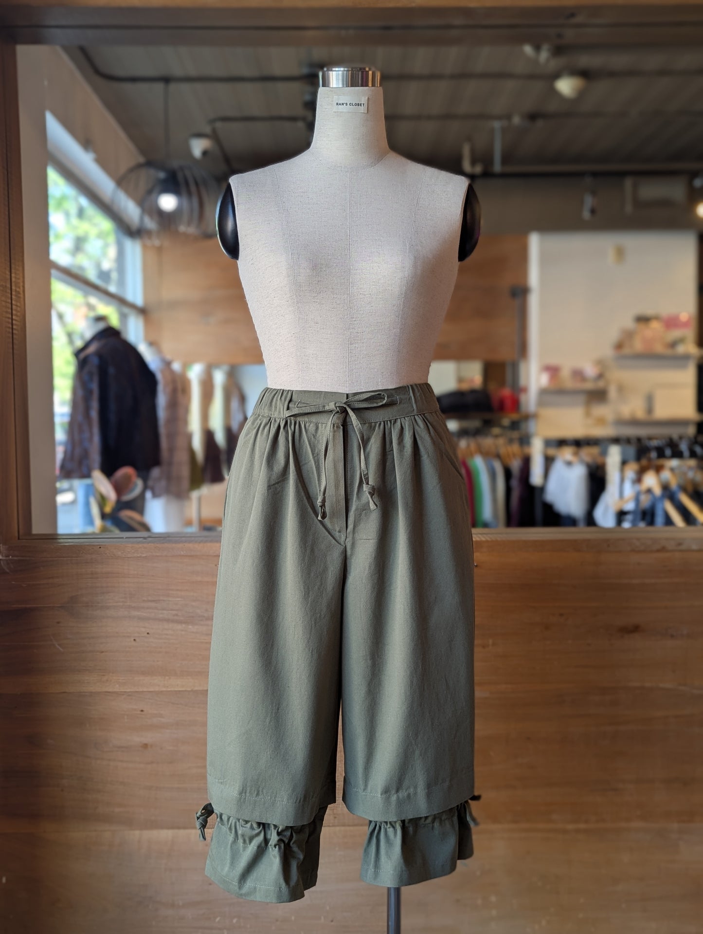 Olive Breeze Drawstring Utility Bloomer Short