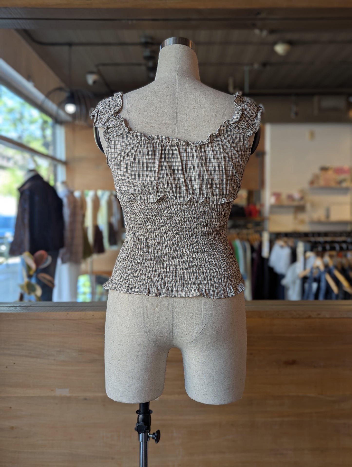Park Picnic Smocked Check Ruffle Top