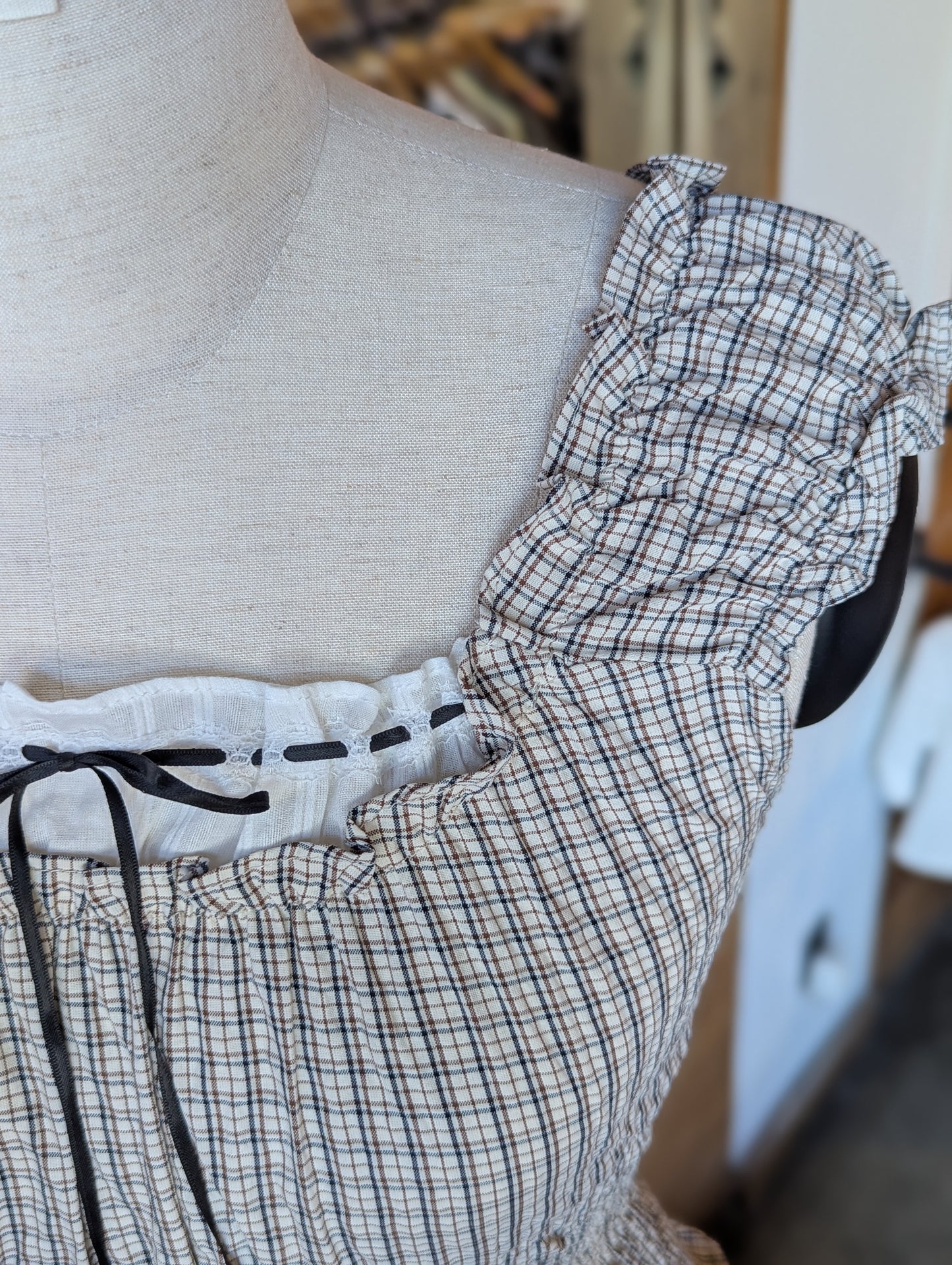 Park Picnic Smocked Check Ruffle Top