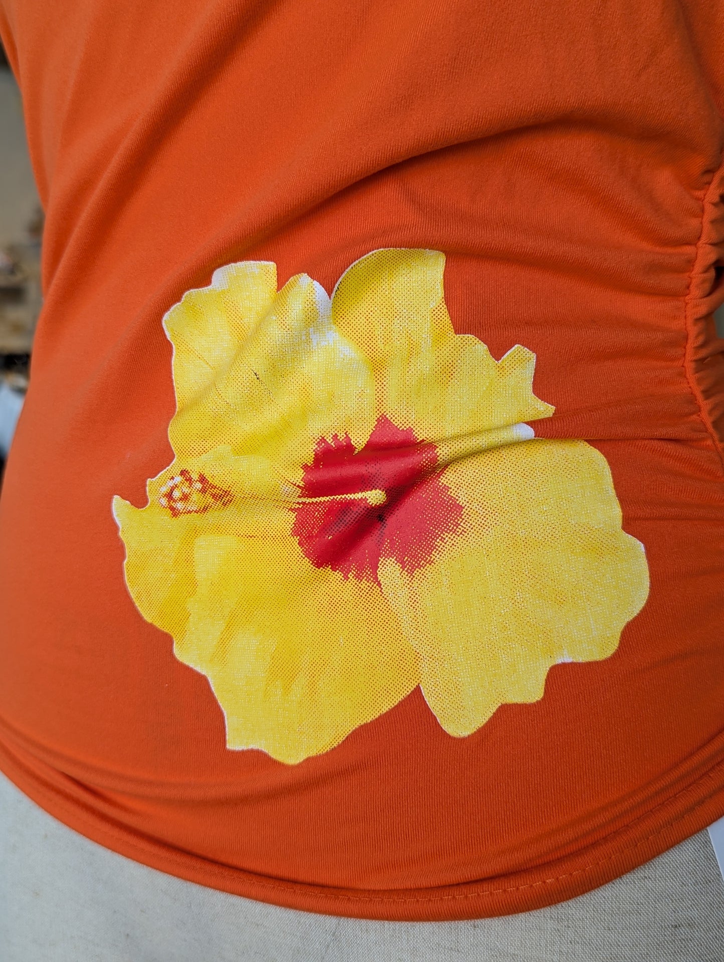 Island Sunsets Hibiscus Print Halter Top