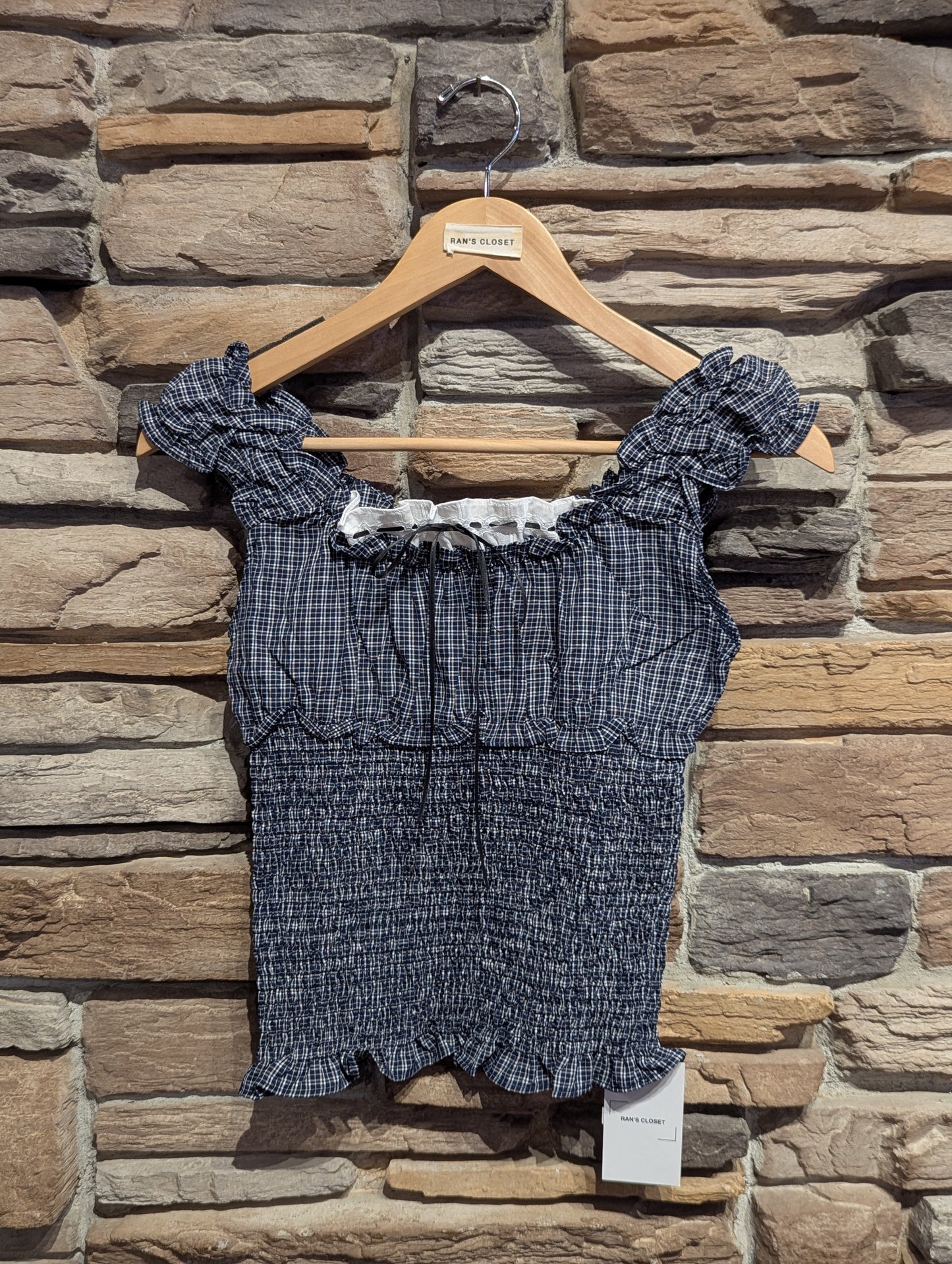 Park Picnic Smocked Check Ruffle Top