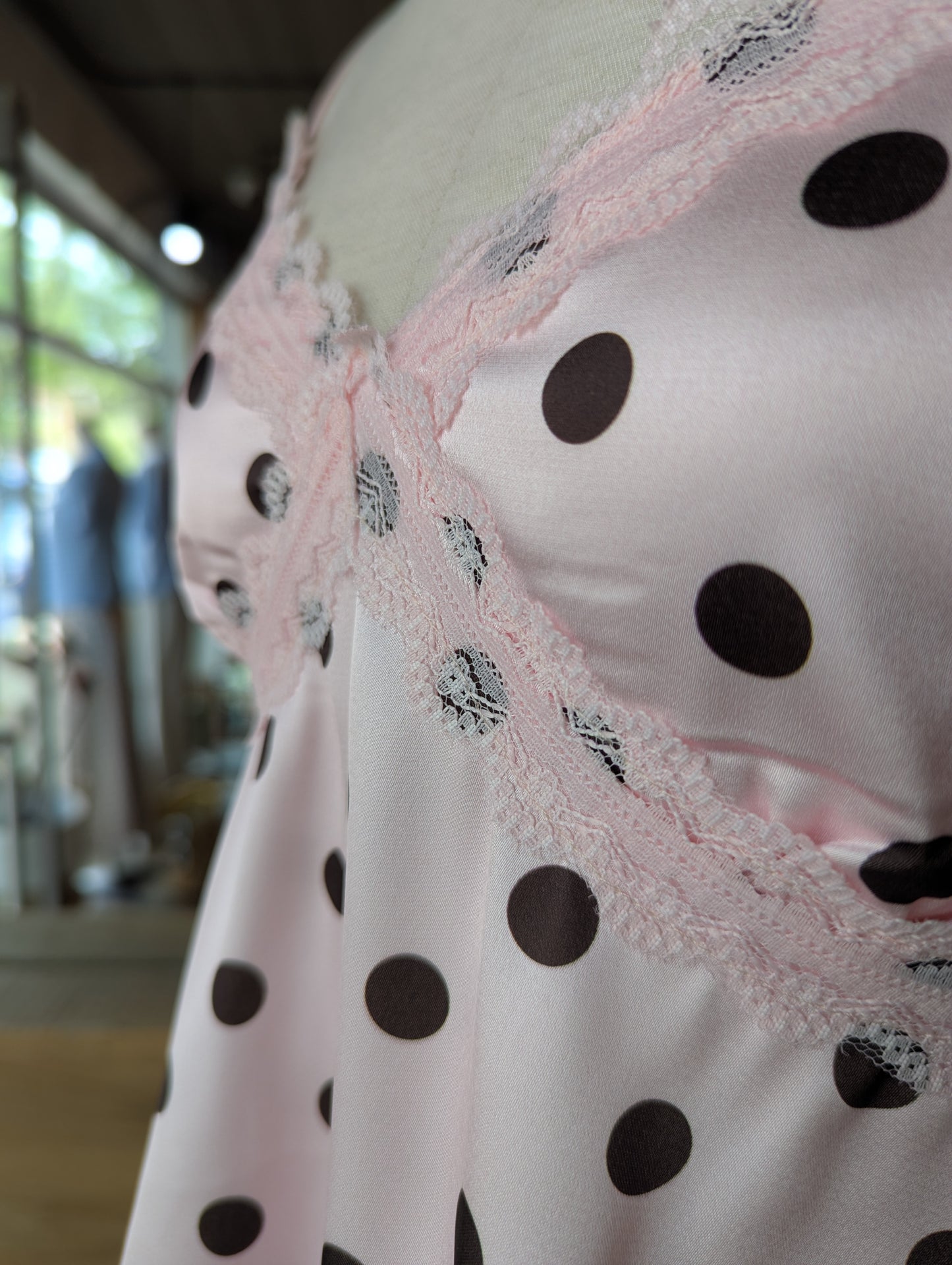 Sweetheart Lace Trim Polka Dot Cami