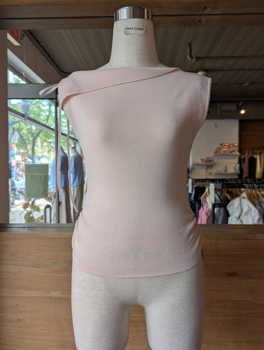 Cloud Drape Asymmetrical Foldover Neck Knit Top