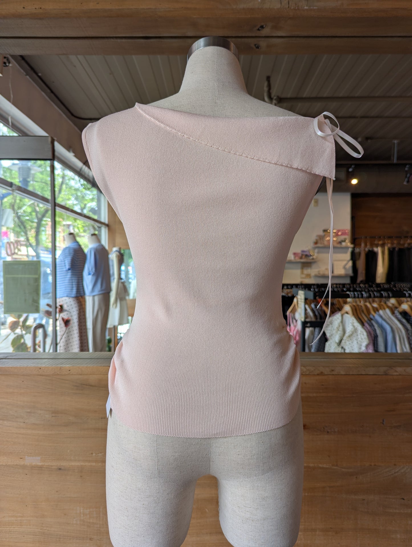 Cloud Drape Asymmetrical Foldover Neck Knit Top