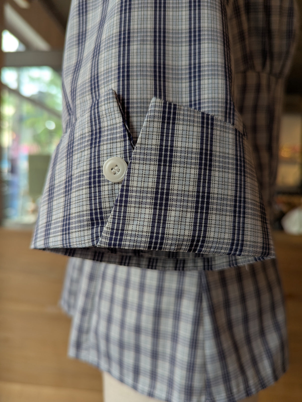Bluebell Plaid Blouse 3/4 Length Sleeve Button-Down