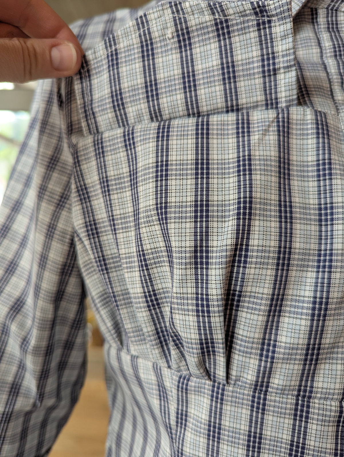 Bluebell Plaid Blouse 3/4 Length Sleeve Button-Down