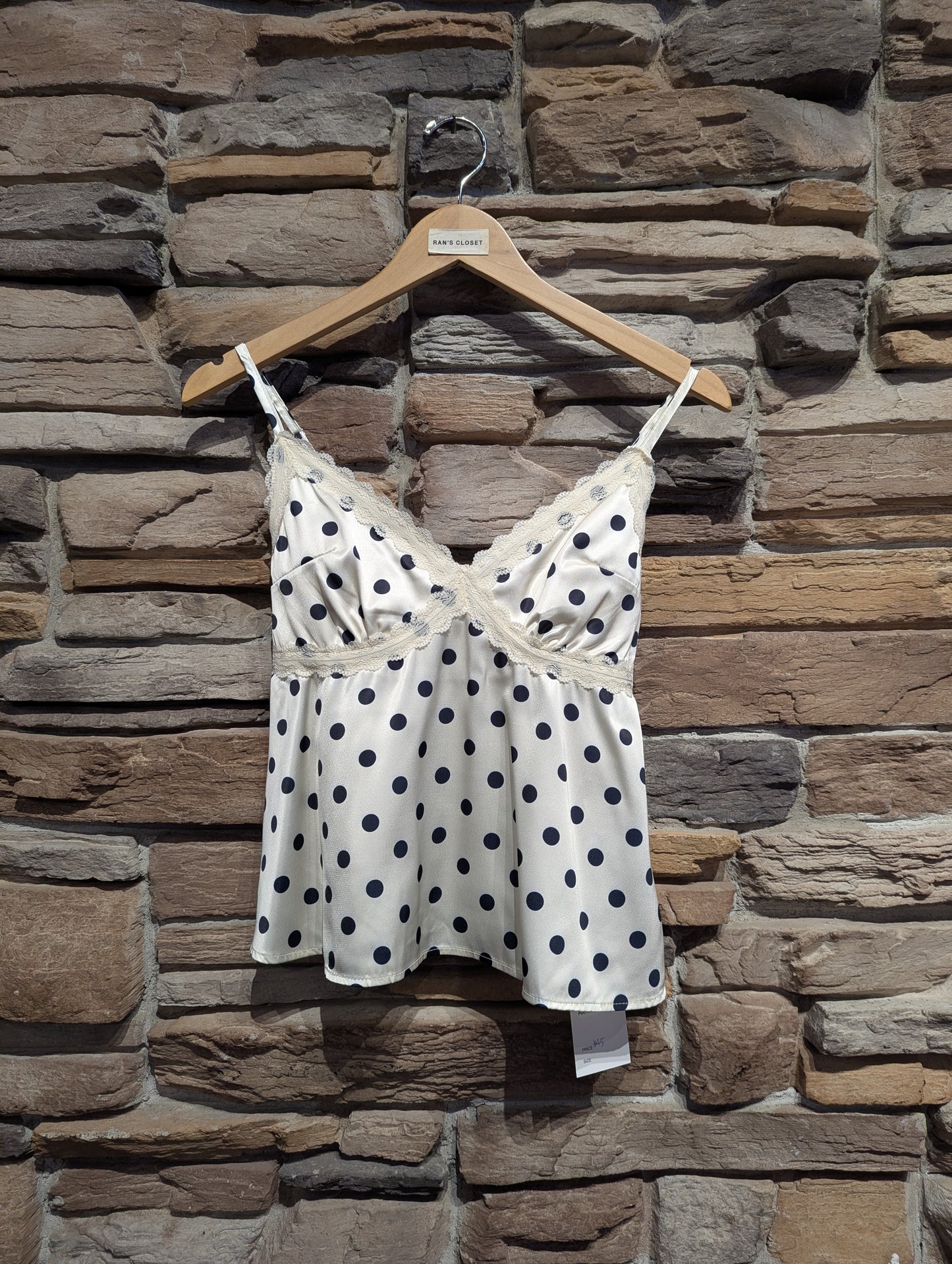 Sweetheart Lace Trim Polka Dot Cami
