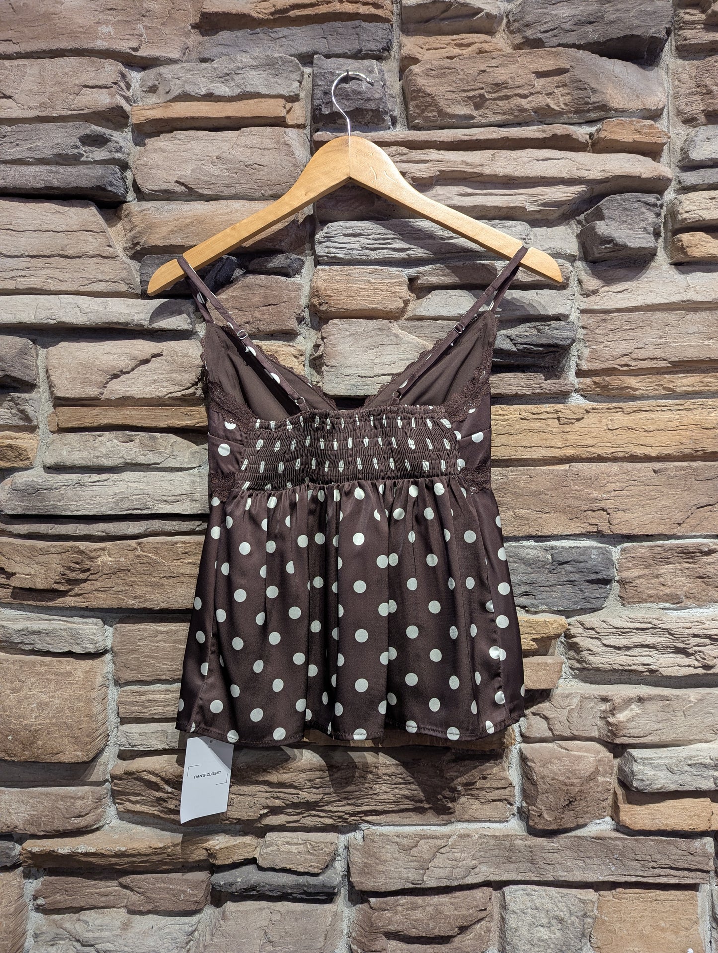 Sweetheart Lace Trim Polka Dot Cami