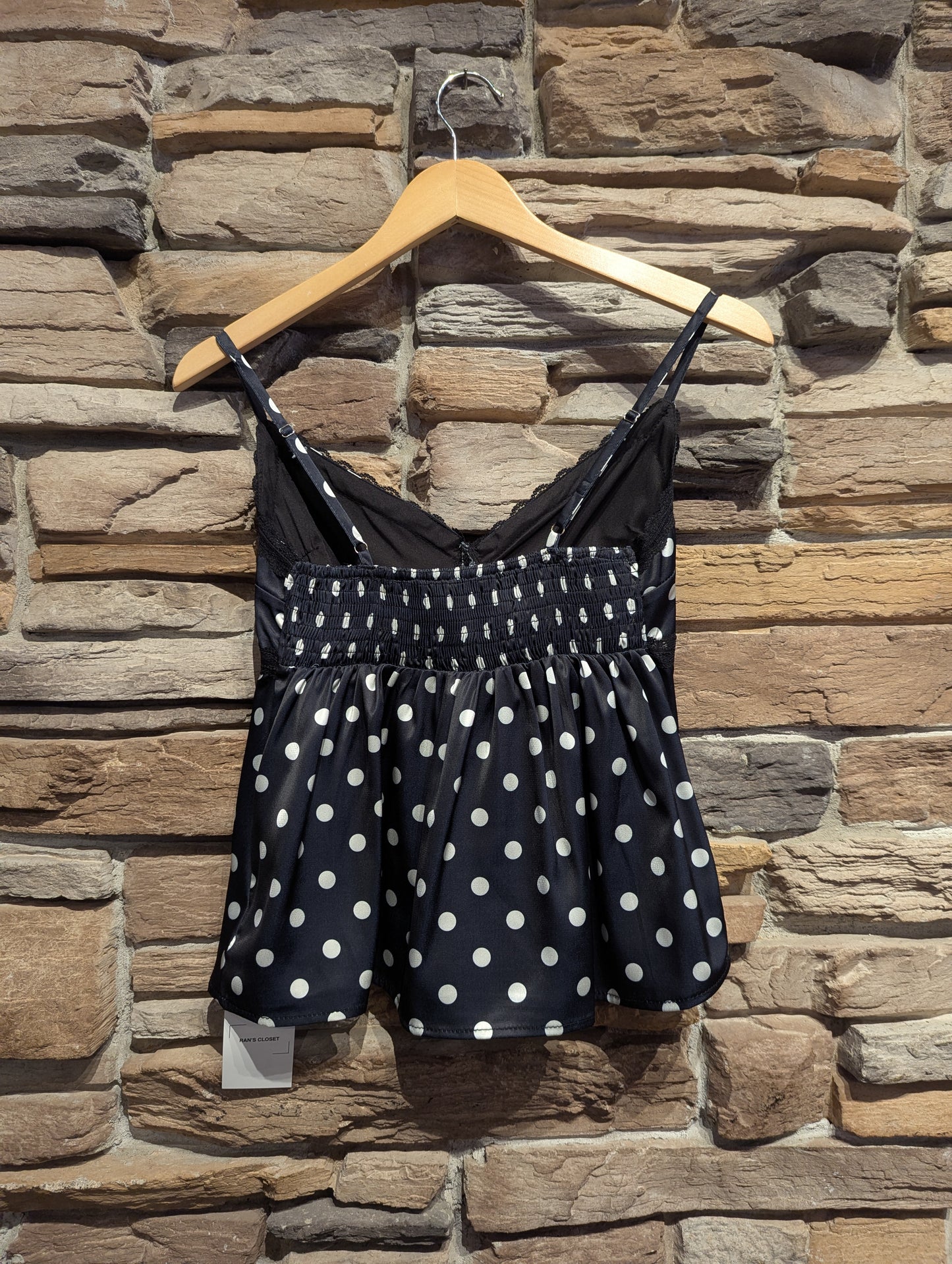 Sweetheart Lace Trim Polka Dot Cami