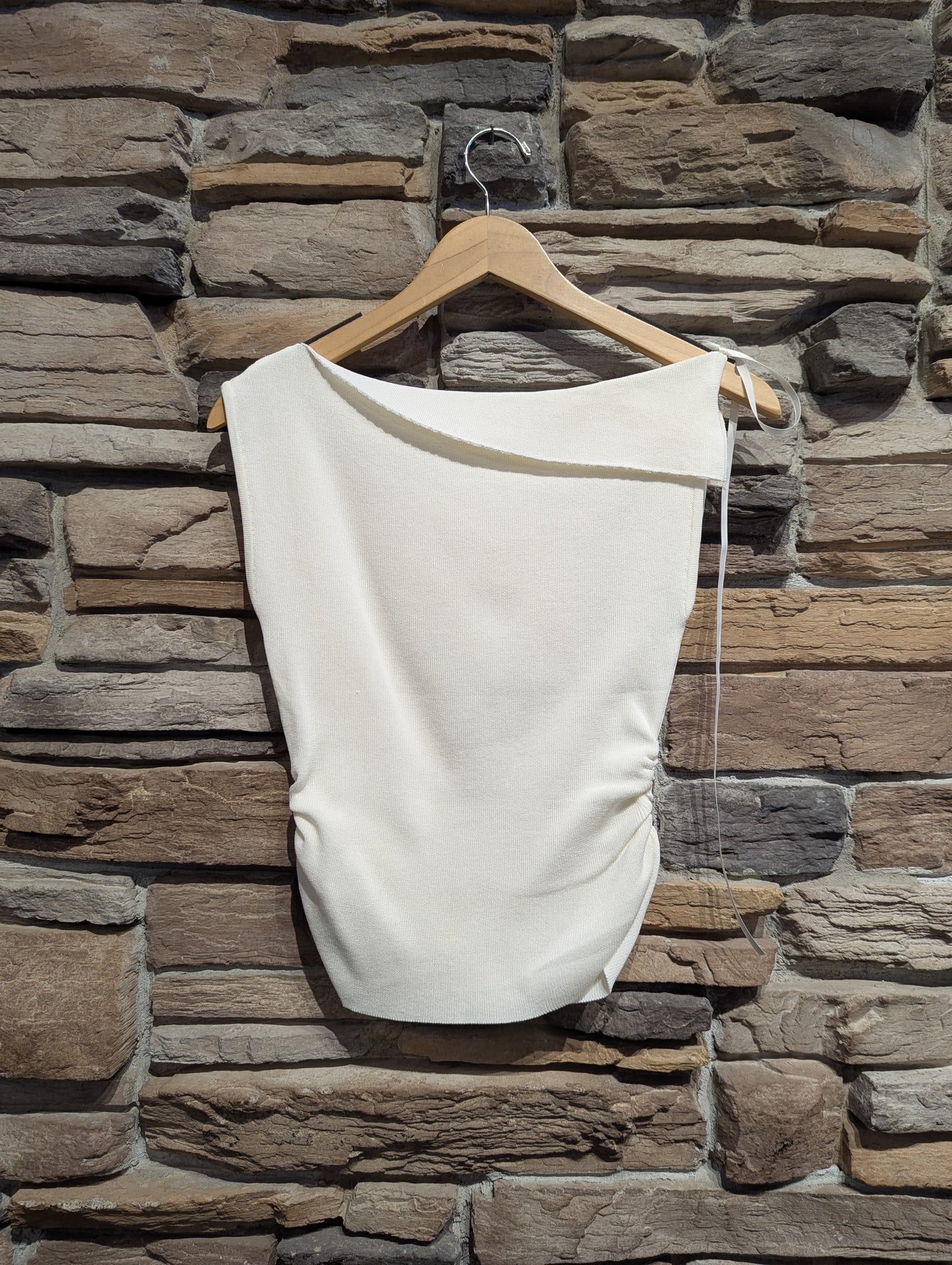 Cloud Drape Asymmetrical Foldover Neck Knit Top