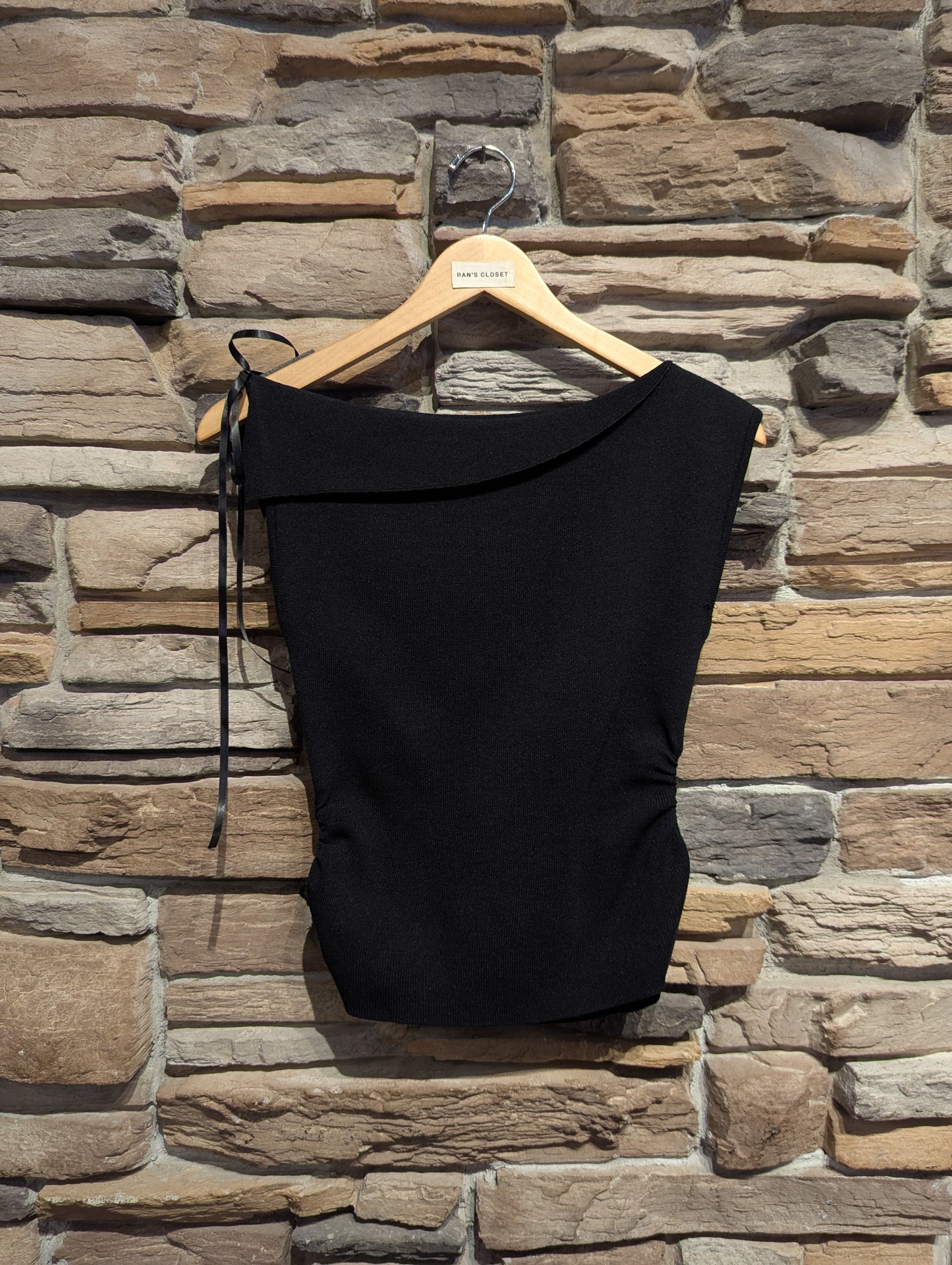 Cloud Drape Asymmetrical Foldover Neck Knit Top