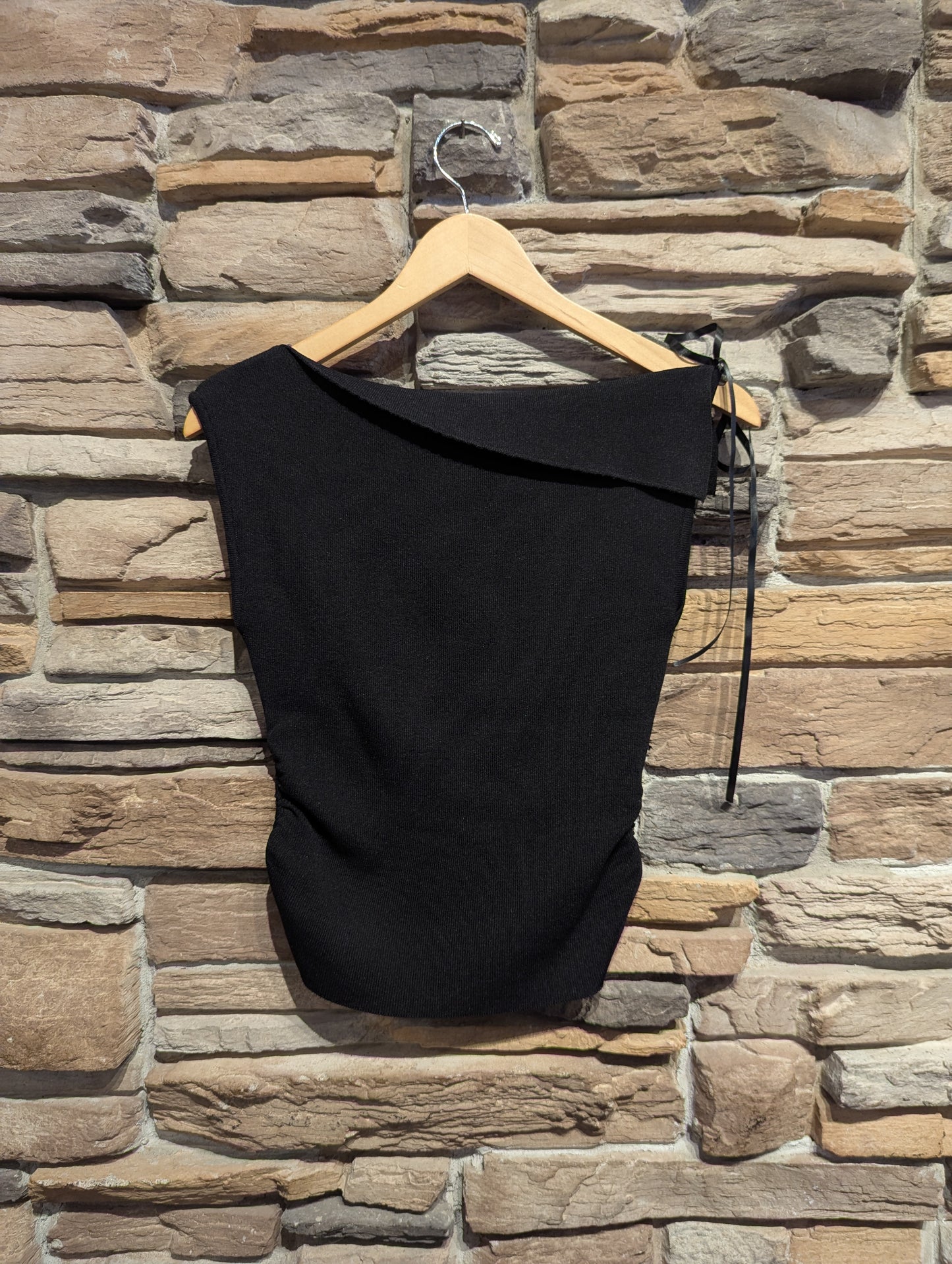Cloud Drape Asymmetrical Foldover Neck Knit Top