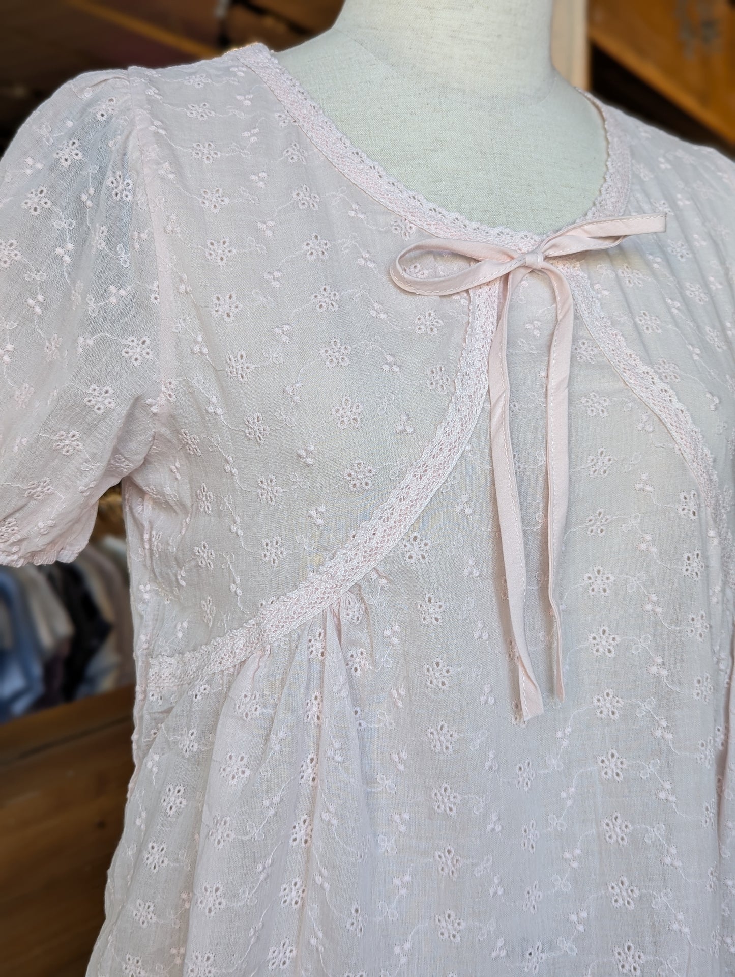 Blushing Bloom Embroidered Puff Sleeve Blouse