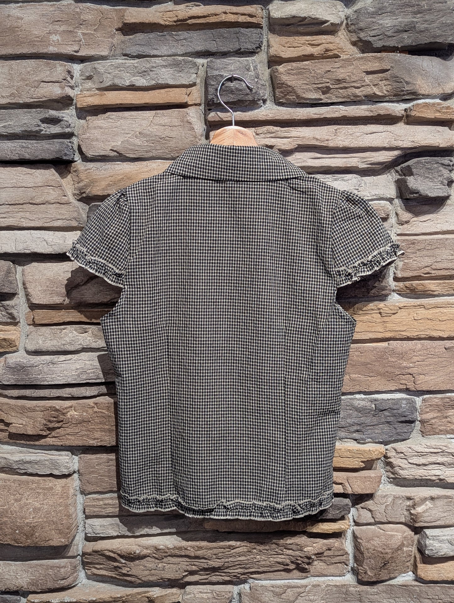 Balmy Plaid Ruffle Hem Button Down