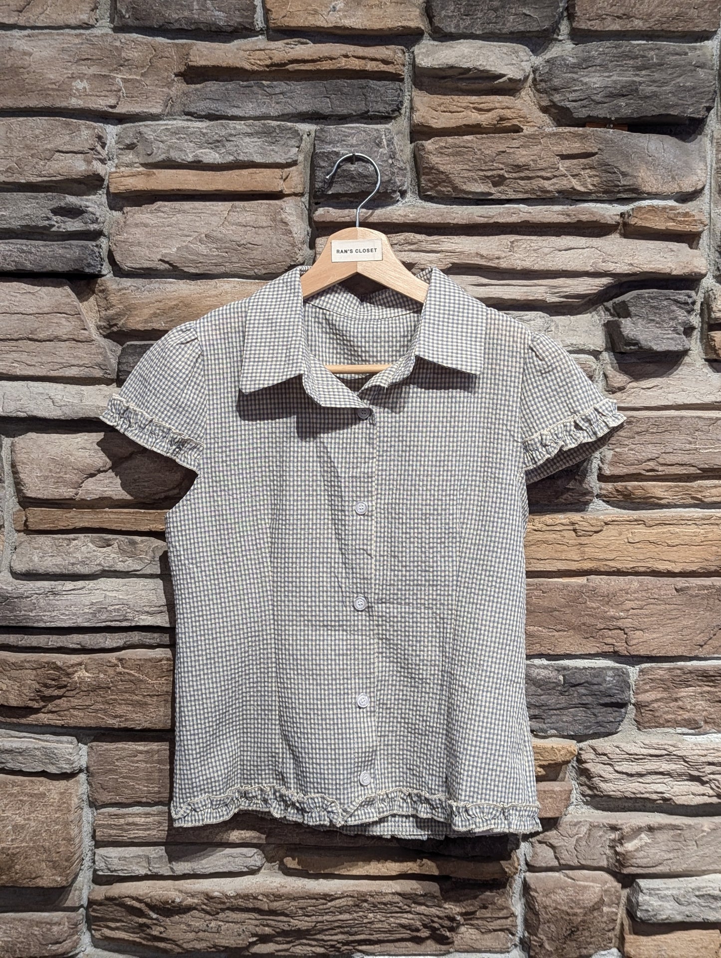 Balmy Plaid Ruffle Hem Button Down