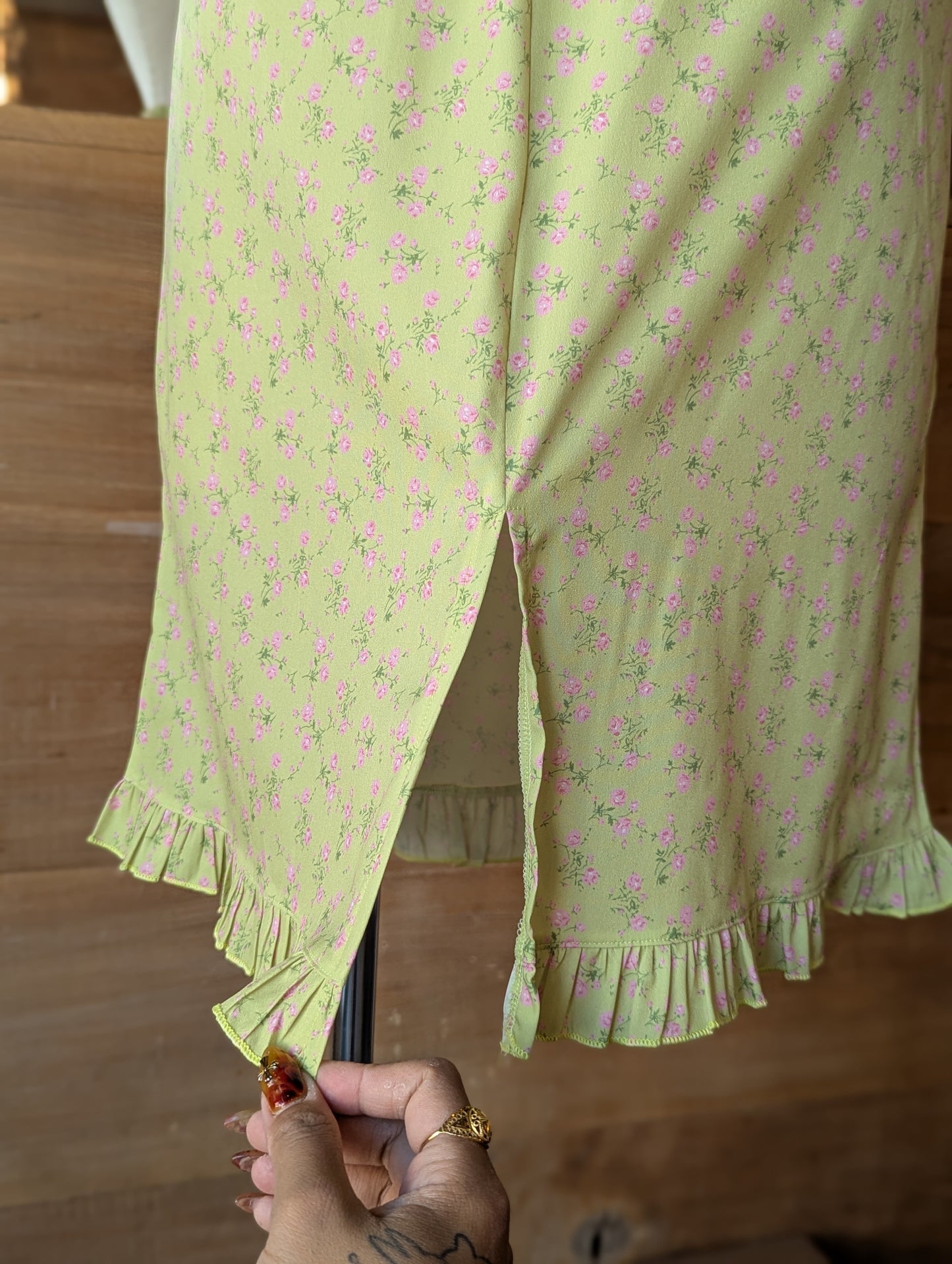 Honeysuckle Floral Slit Midi Skirt