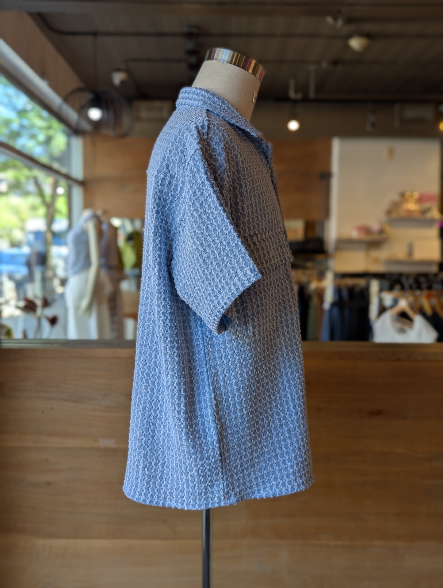 Denim Edge Button-Up Top