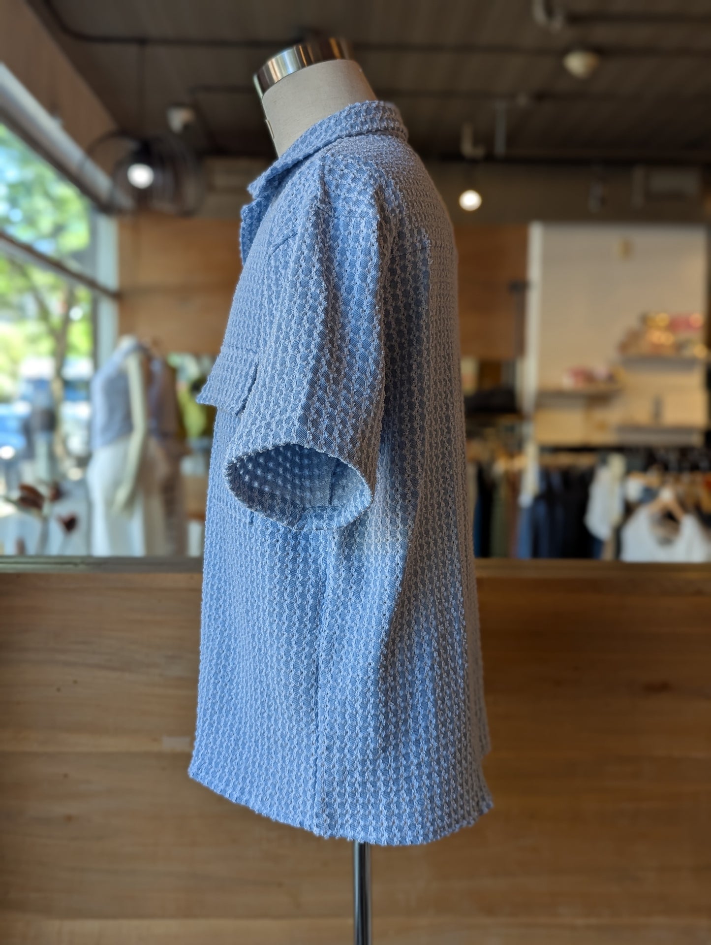Denim Edge Button-Up Top