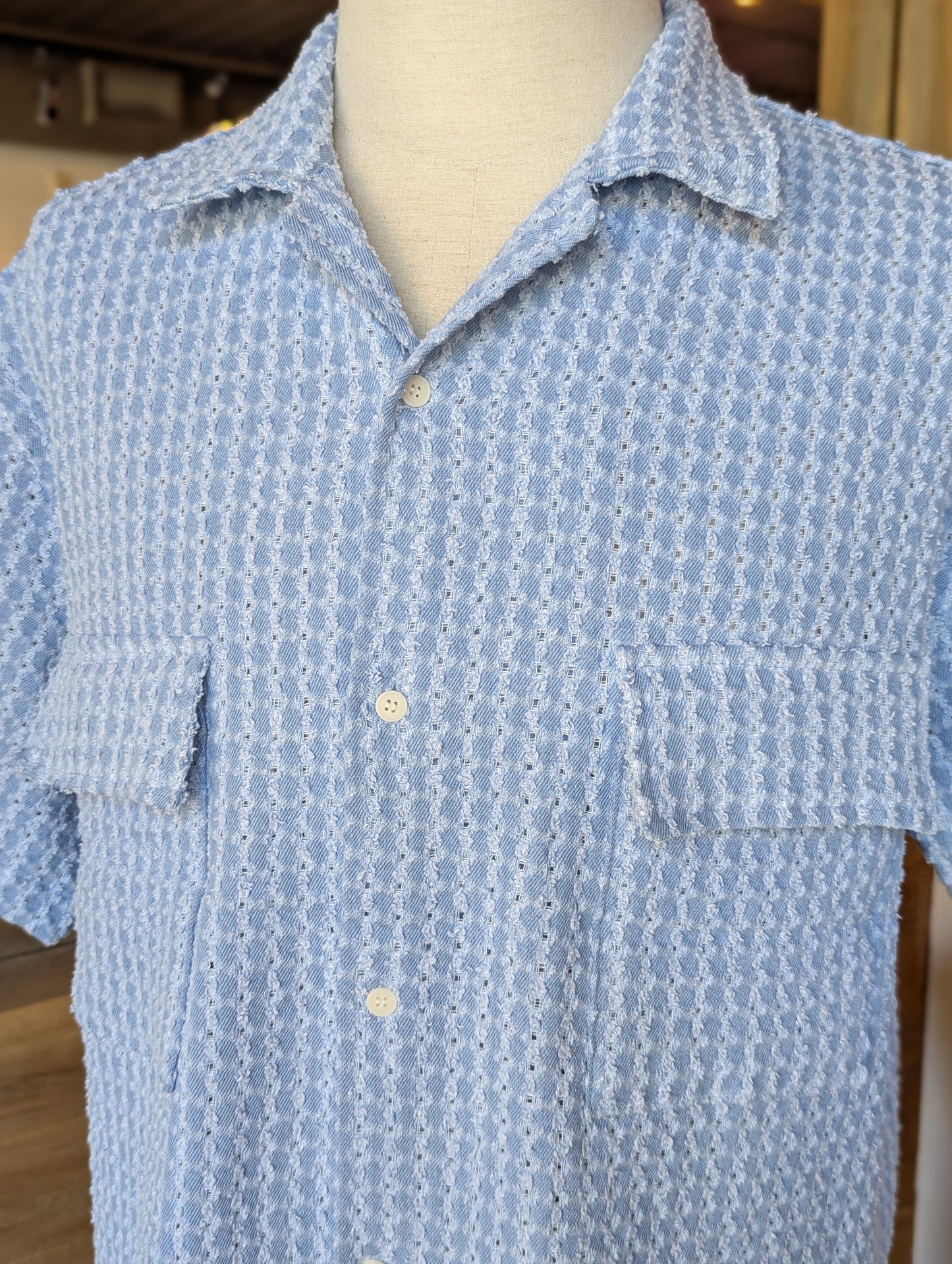 Denim Edge Button-Up Top