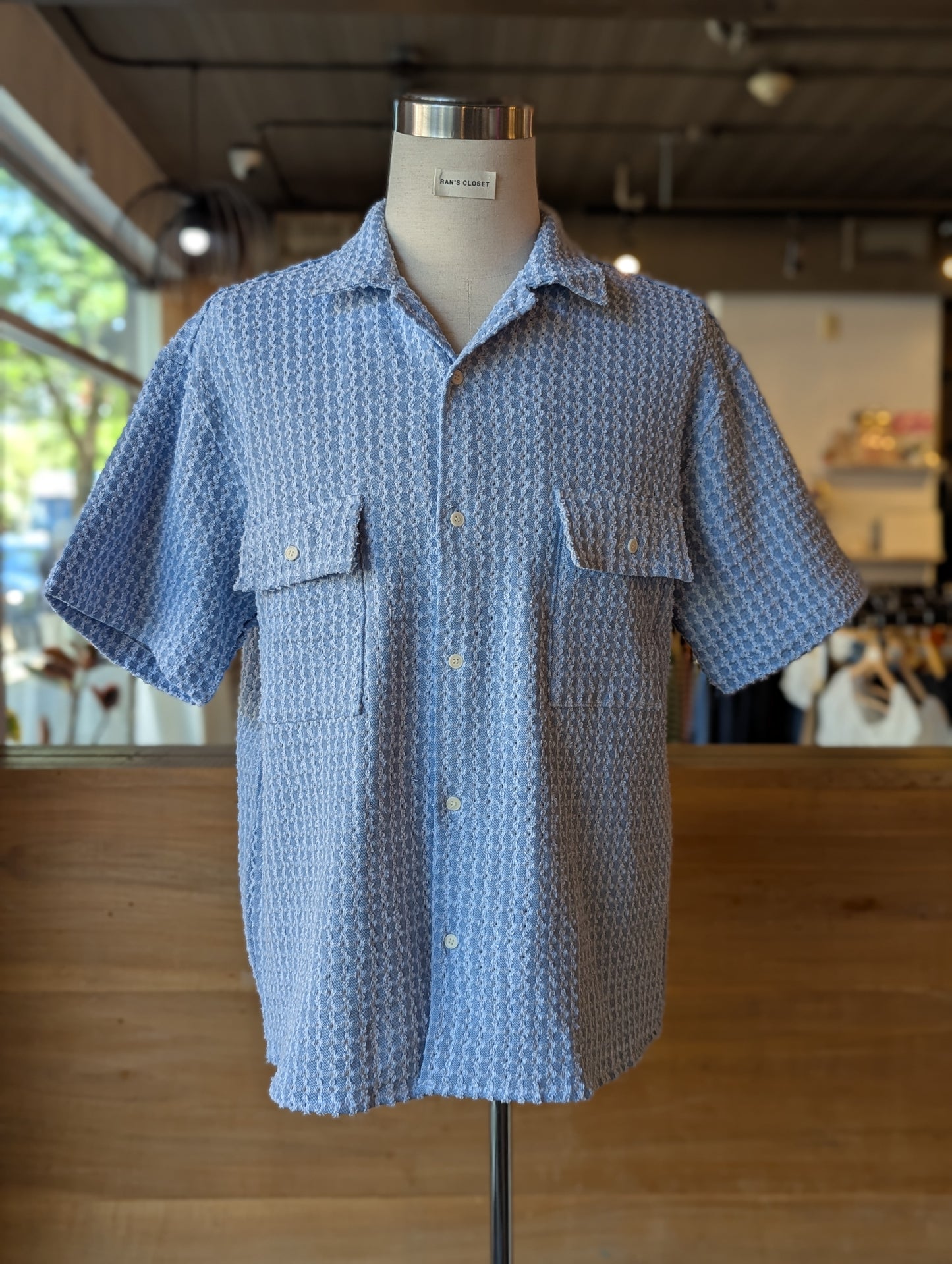 Denim Edge Button-Up Top