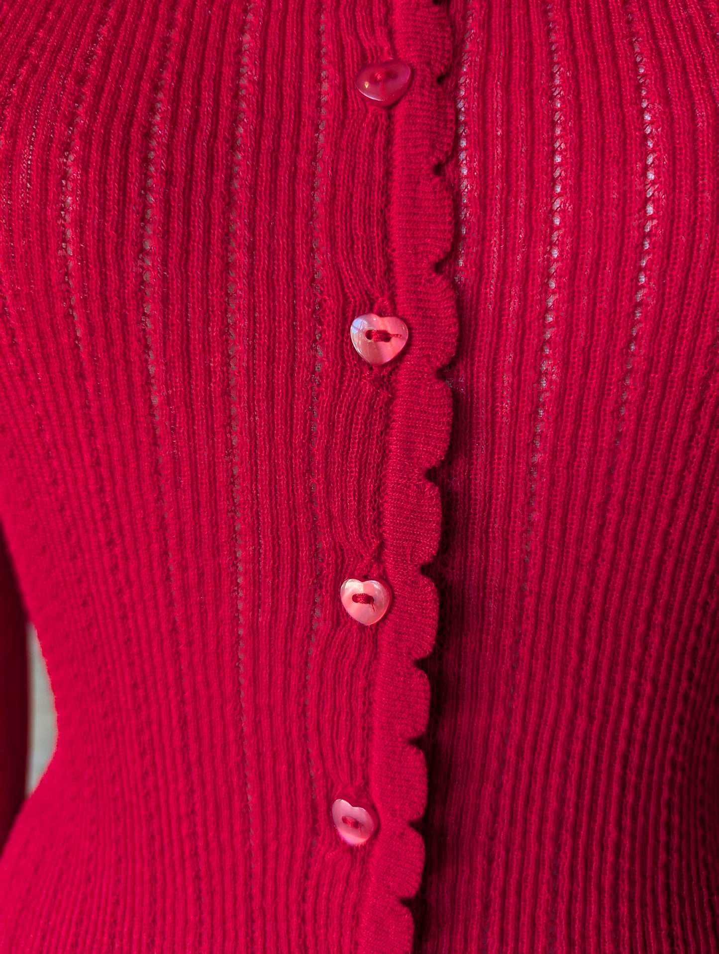Love Note Heart Button Sheer Cardigan