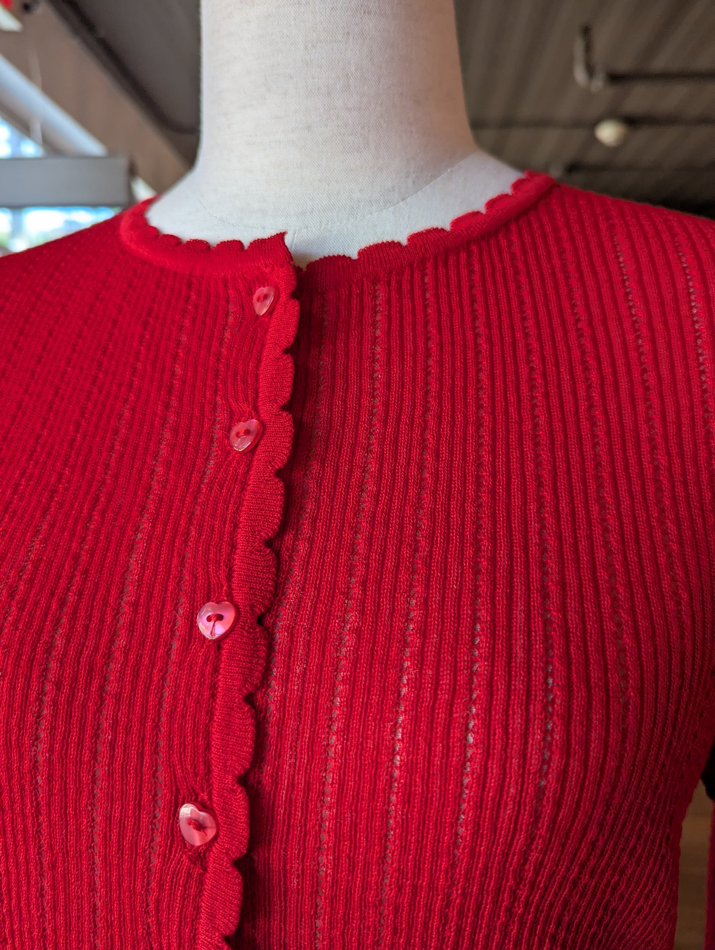 Love Note Heart Button Sheer Cardigan