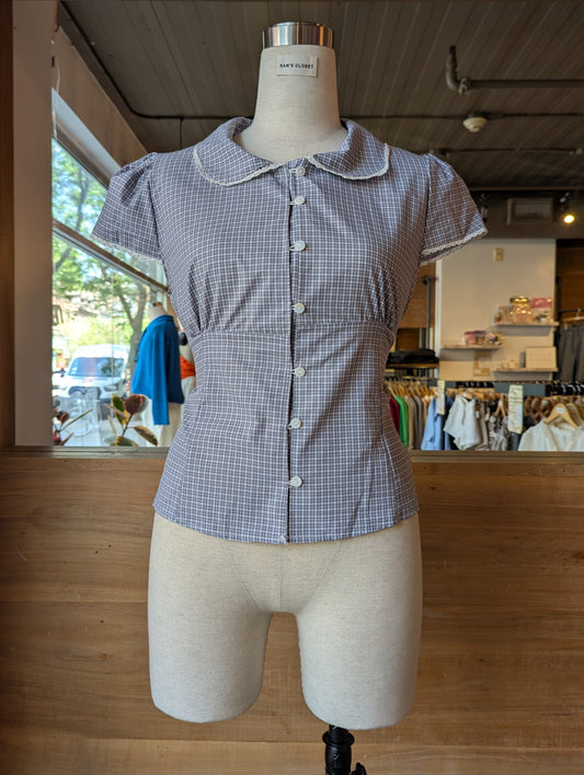 Cottage Keepsake Peter Pan Collar Tie Back Top